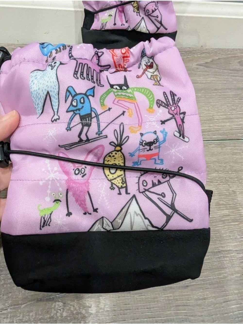 L-Bow Carly Jo Monster Pink Waterproof Booties Fleece Lined Non-Slip Sz 12-24M